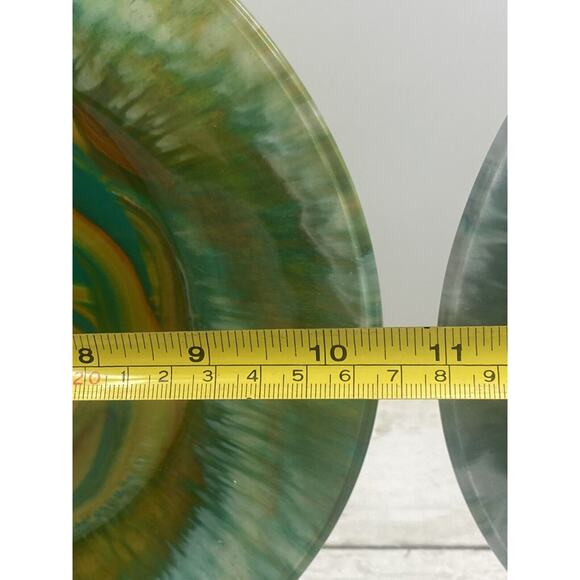 Hydro Dip Style Painted 10.5" Plates Platters Retro Groovy Decor Set Of 2 - Picture 14 of 14